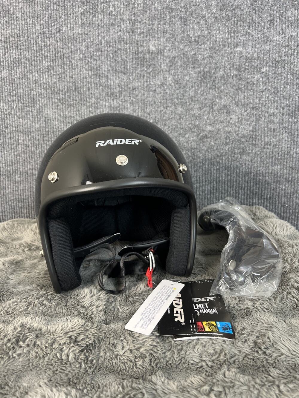 Raider Journey Motorcycle ATV Adult Open Face Helmet Gloss Black Size XL